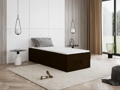 Produktbild von Boxspringbett mit Bettkasten Mira Mini 60x200 cm Topper T25, Kinderbett, Jugendbett, Einzelbetten, Bett, Stauraum Polsterbett, Matratze