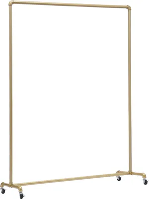Produktbild von 1,2x1,6m Kleiderständer auf Rollen Metall Wäscheständer Display Garderobenständer (gold)