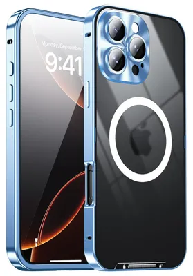 Obrázok produktu pre Pre Apple iPhone 16 Pro Magnetic Magsafe Metal Design Protective Cover Case Blue
