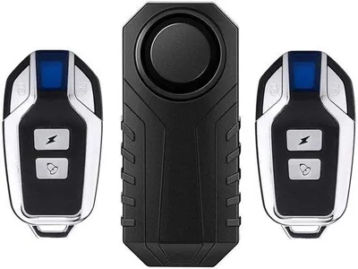 Obrázok produktu pre Bezdrôtový alarm s výkonom 113 dB pre motocykle, autá a skútre – proti krádeži – vodotesný – s diaľkovým ovládaním.