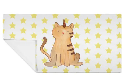 Produktbild von Mr. & Mrs. Panda Flauschtuch Einhorn Katze - Weiß - Geschenk, gesichtshandtuch, handtuch baumwolle, Glitzer, Unicorn, Regenbogen, 50x100, frottee, Mieze