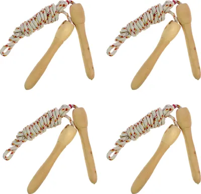 Produktbild von 4er Set Springseil 2m mit Holzgriffen Hüpfseil Sprungseil Für Kinder und Erwachsene Fitness Training Spiel Sprung Seil