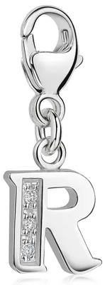 Produktbild von MATERIA by Matthias Wagner R Buchstabe Charms Anhänger Alphabet Silber 925 mit 3 Zirkonia C68