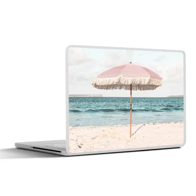 Produktbild von MuchoWow® Laptop Aufkleber Sticker Cover Sonnenschirm - Strand - Meer - Wolken 25x18 cm - Laptop-Deko