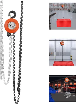 Image de Palan à chaîne manuel - Palan à chaîne manuel - 1 t (1000 kg) - Hauteur de levage 2,9 m - Longueur de chaîne 3 m - Acier 20Mn2/Q235 - Orange