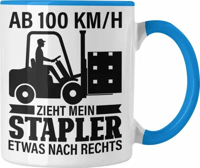 Produktbild von Trendation - Gabelstapler Lagerist Geschenk Tasse Staplerfahrer Spruch Fachlagerist Geschenkidee (Blau)