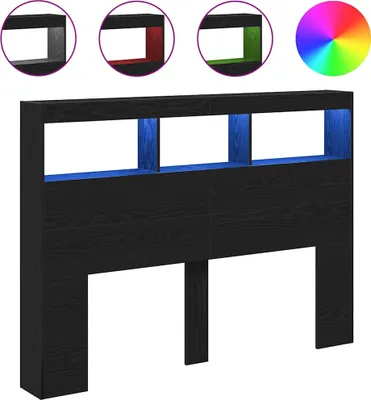 Obrázok produktu pre vidaXL LED čelo s policami čierny dub 140x17x102 cm