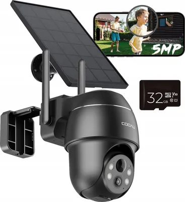Produktbild von COOAU 5MP Solar Überwachungskamera Außen Akku mit PTZ, WLAN IP Kamera Outdoor Kabellose mit PIR-Sensor, Farbnachtsicht, Alexa, 2-Wege-Audio, 32 SD