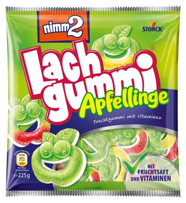 Obrázek produktu pro STORCK Nimm2 Lachgummi Apfellinge, Želatinové fazolky, 225 g, Jablko, Vícebarevný, 77,8 g, 60,2 g