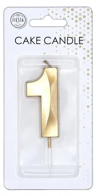 Immagine prodotto di Candela numerica per torte, 6 cm, dorata, 1