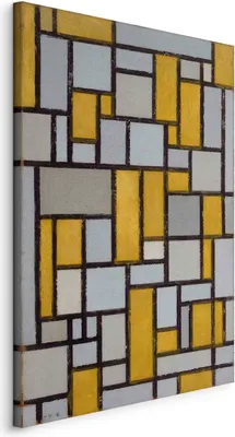 Produktbild von Wandbilder Piet Mondrian Komposition Abstrakt Kunst 80x120 cm 1 tlg – Leinwanddruck, Wanddeko Schlafzimmer, Leinwandbilder l-G-10355-b-a