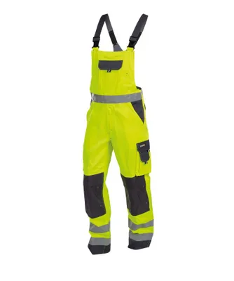 Produktbild von DASSY® Toulouse Warnschutz Latzhose mit Kniepolstertaschen NEONGELB/ZEMENTGRAU Gr.58 Länge: STANDARD