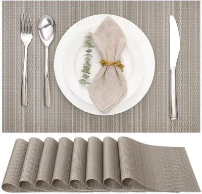 Productafbeelding van Ibenzoa® 8-delige set geweven placemats, 30 x 43,5 cm – antislip & hittebestendig, snijbaar, afwasbaar, geschikt voor keuken en eettafel