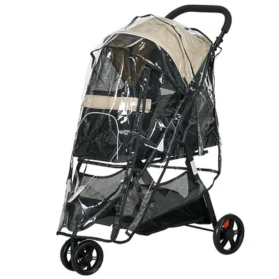 Produktbild von Hundebuggy klappbar – Haustierbuggy mit Regenschutz & 4 Rädern, Blau Khaki