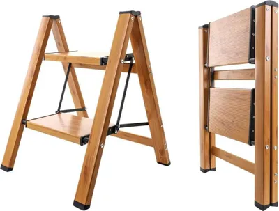 Obrázok produktu pre Skladací dvojstupňový rebrík s protišmykovými schodíkmi pre domácnosť a záhradu – nosnosť 150 kg