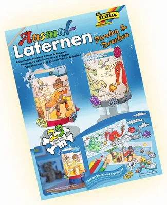 Produktbild von Folia 953 Laterne Bastelset - 2 Stück, Motive "Piraten/Drachen"
