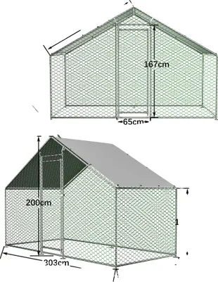 Obrázek produktu pro Zvířecí výběh, odolný kovový rám, vodotěsná plachta, 3 x 1,5 x 2 m
