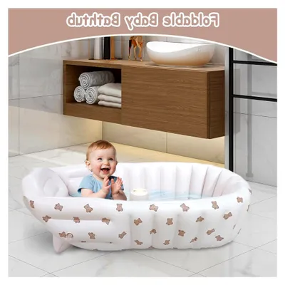 Produktbild von Reise-Babybadewanne – aufblasbare Badewanne mit ergonomischer Sitzunterstützung für Wasserspiele und Duschvergnügen