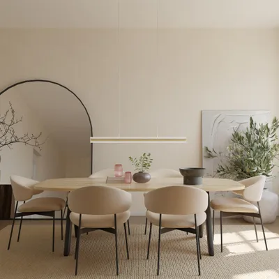 Immagine prodotto di LUMIÈRE Design Lampada a Sospensione 'Kalea' 100cm Effetto Legno LED dimmerabile Bianco