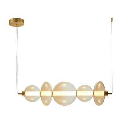 Zdjęcie produktu dla Lampa wisząca LED nieregularne bursztynowe klosze Sonte antyczny brąz 40W biała ciepła 5094lm szkło wym:130x75x20cm IP20 Italux