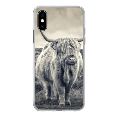 Produktbild von MuchoWow® Handyhülle Schutzhülle Hülle für iPhone X Schottischer Hochländer - Tiere - Wolken - Kuh - Natur Silikon Softcase Handy Hülle - Handyhülle