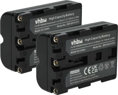 Produktbild von vhbw 2x Akku Ersatz für Sony NP-FM500H für Kamera (1200 mAh, 7,2 V, Li-Ion)