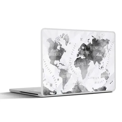 Produktbild von MuchoWow® Laptop Aufkleber Sticker Cover Weltkarte - Schwarz - Ölfarbe 30x21 cm - Sticker für Laptop - Selbstklebend