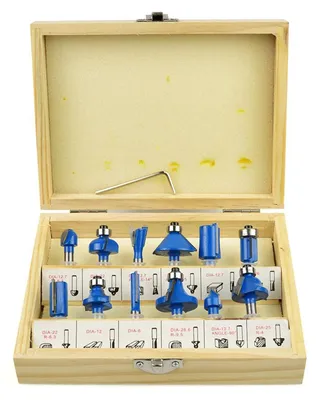 Immagine prodotto di Set di 12 frese per legno, set di punte per router, diametro 6 mm HSS, Geko