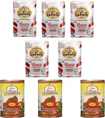 Produktbild von Testpaket Caputo Cuoco Pizzamehl Mehl ( 5 x 1Kg )+ Zia Rosa DOP Pomodoro San Marzano Tomate aus Kampanien Dose von 400g 3x 400g