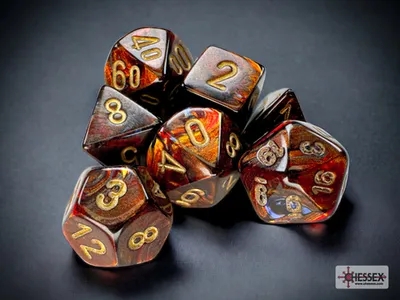 Produktbild von Chessex - Scarab - Mini 7-Die Set - Blue Blood/gold