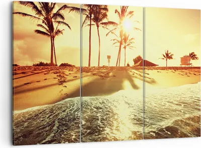 Produktbild von Bild auf Leinwand - Leinwandbild - Strand Meer Palme - 105x70cm - Wand Bild - Wanddeko - Wandbilder - Leinwanddruck - Bilder - Kunstdruck - Wanddekoration - Leinwand bilder - Wandkunst - CE105x70-3609