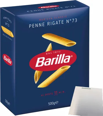 Produktbild von Barilla Hartweizen Pasta N. 73 Penne Rigate (500g Packung) + usy Block