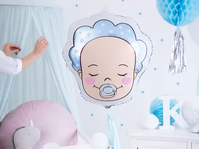Produktbild von Folienballon Baby Junge 40x45cm blau beige
