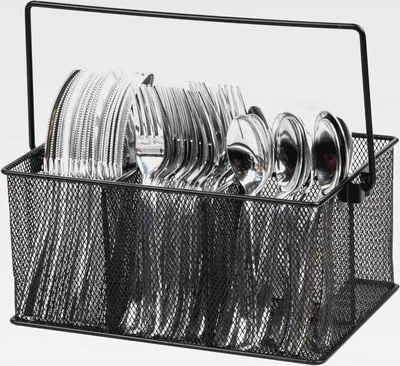 Produktbild von Utensilienhalter, Besteck-Organizer, Besteckhalter, Küche, Metallgitter, 25,4 cm L x 17,8 cm B x 12,9 cm H, Schwarz