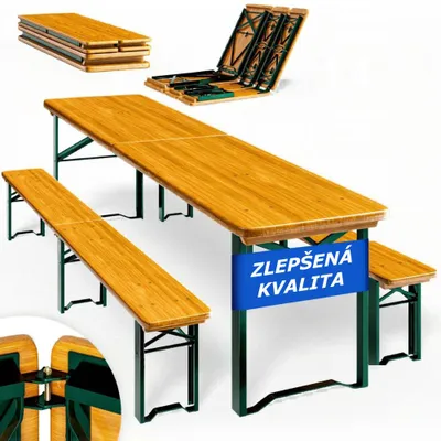 Obrázok produktu pre Pivný set MAXI sklápateľný, 220cm, prírodná hnedá