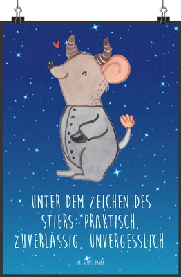 Produktbild von Mr. & Mrs. Panda Bild Stier Astrologie DIN A4 - Sternenhimmel Blau - Geschenk, Plakat, Posterdruck, Wandbild, drucke, wanddeko, Tierkreiszeichen, Sternzeichen