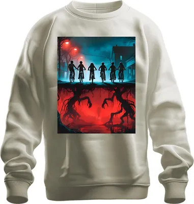 Produktbild von Upside Down Kinder Fahrräder Horror 80er Retro Mystery Hawkins Uni Sweatshirt Pullover, Natur, M