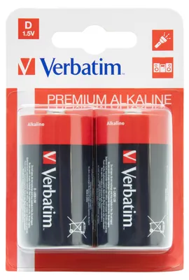 Produktbild von Verbatim D-Alkalibatterien, Einwegbatterie, Alkali, 1,5 V, 2 Stück(e), Mehrfarbig, 34,2 mm