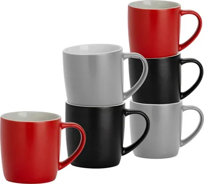 Produktbild von Argon Ta Kaffeetassen in matten Farben – 350 ml – Lancashire – 6er-Pack – Robuste Teetasse aus Steingut, spülmaschinen- und mikrowellengeeignet