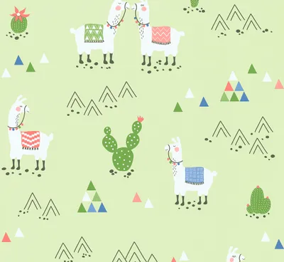 Productafbeelding van A.S. Création Kinderkamerbehang, collectie Boys & Girls, behang met lama's, vliesbehang, groen, 10,05 m x 0,53 m