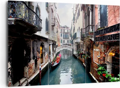 Produktbild von Bild auf Leinwand - Leinwandbild - Boot Brücke Tourismus Venedig - 165x110cm - Wand Bild - Wanddeko - Leinwanddruck - Bilder - Kunstdruck - Leinwand bilder - Wandkunst - CE165x110-2157
