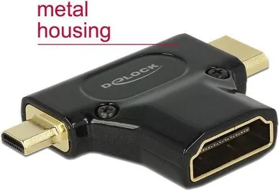 Zdjęcie produktu dla DeLOCK HDMI-A/HDMI Mini-C+ Micro-D, F/M+M, HDMI, Mini-HDMI + Micro-HDMI, Czarny