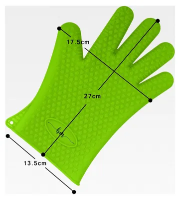 Produktbild von 2 Backhandschuhe aus Silikon, hitzebeständig, Grillhandschuhe, Topflappen, Ofenhandschuhe in Grün