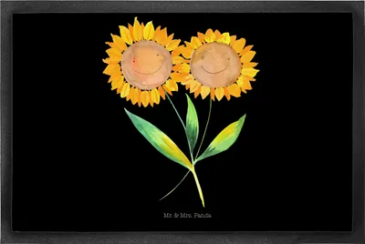 Produktbild von Mr. & Mrs. Panda Schmutzmatte Blume Sonnenblume 60 x 90 cm - Schwarz - Geschenk, fußmatte, Fussmatte, Fußabtreter, Garten, Sonnenblumen, Zusammen, Freundin, Gummimatte