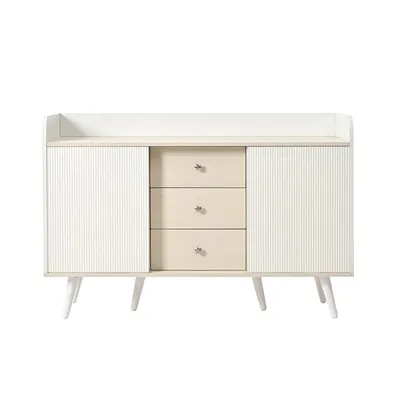 Produktbild von Sideboard mit Drei Schubladen und Stauraumregalen Kommode Schubladenschrank Weiß 117,5 cm
