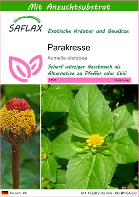 Produktbild von SAFLAX - Parakresse - Acmella oleracea - 500 Samen - Mit keimfreiem Anzuchtsubstrat