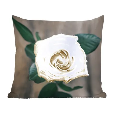 Produktbild von MuchoWow® Zierkissen Sofakissen Wohnzimmer Dekokissen 60x60 cm Rose - Blumen - Blätter - Sitzfläche - Foto Polster
