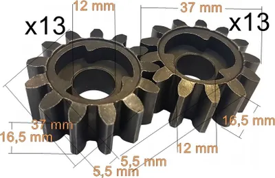 Obrázok produktu pre 2 X Hnací pastorky (13 zubov) R + L pre kosačky Fuxtec RM 70300170 70300180