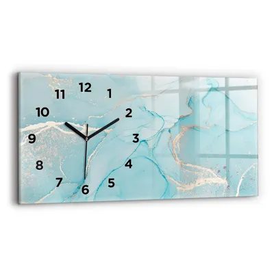 Produktbild von Wallfluent Wanduhr – Stilles Quarzuhrwerk - Uhr Dekoration Wohnzimmer Schlafzimmer Küche - Zifferblatt - schwarze Zeiger - 60x30 cm - Dekorativer Marmor