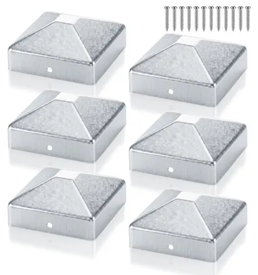 Obrázek produktu pro 6 kusů krytek na sloupky, rozměr 7 x 7 cm, zinkovaná ocel, určené pro sloupky plotu